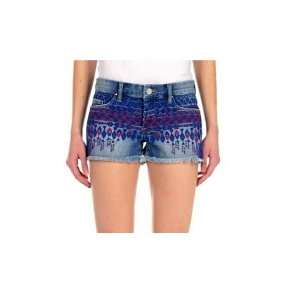 BLANKNYC Woman's‎  Queenie Embroidered Boho Daisy Dukes Cut Off Shorts SZ 28
